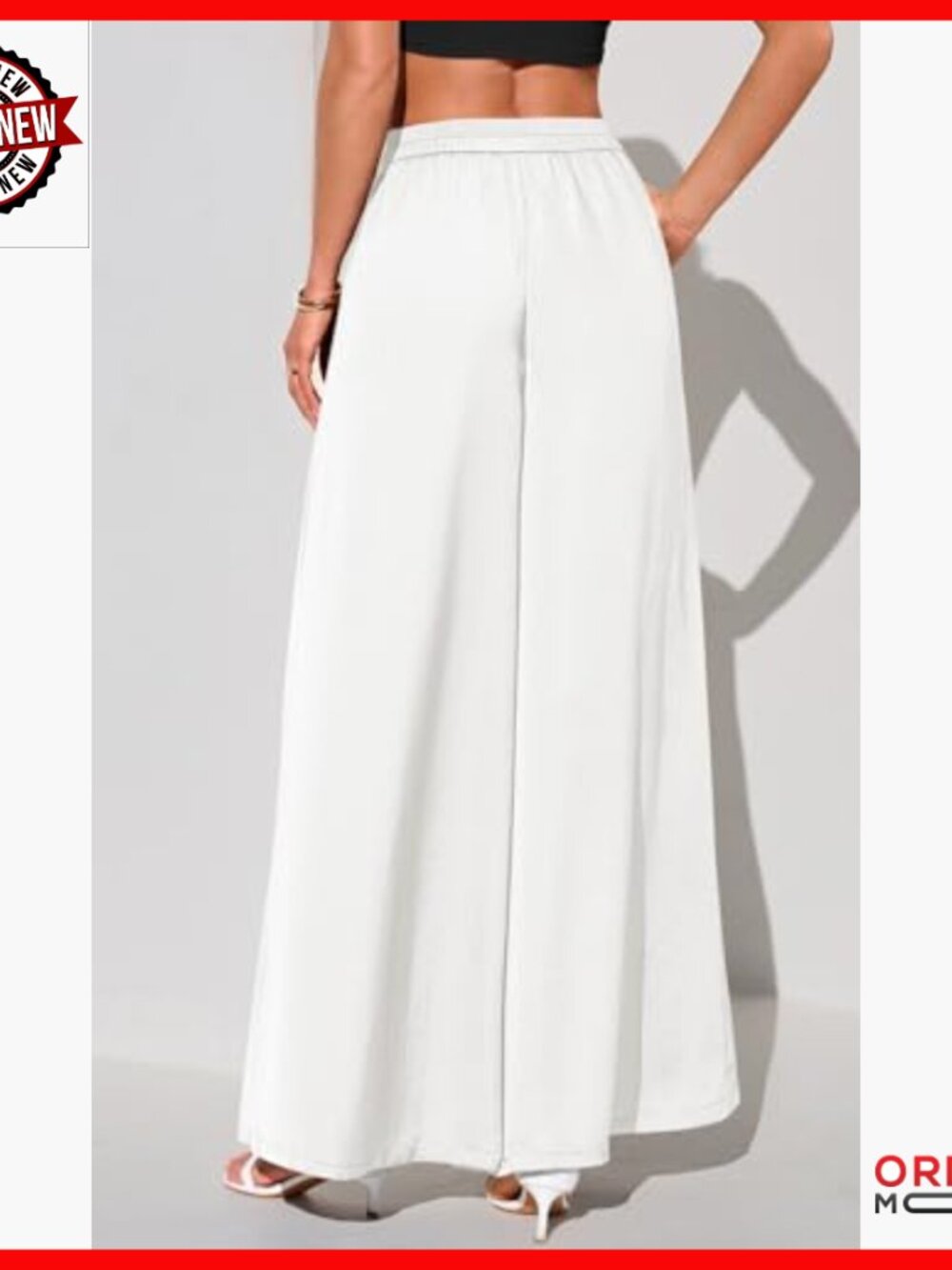 High Waisted Wide Leg Palazzo Pants Loose Fit Flowy Work Lounge - Picture 4 of 7